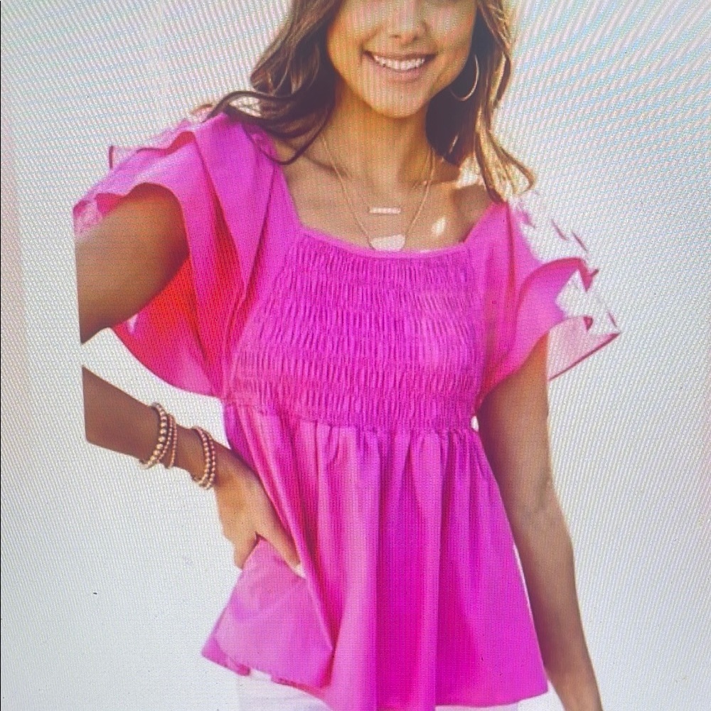 Pink Ruffled Women's Top
